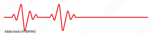 Red heartbeat line icon. Pulse trace, ECG or EKG Cardio graph symbol for Health, Medical cardiology analysis. Stroke heart diagram, cardiogram. Vector photo