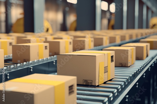 Automated conveyor belt system in distribution warehouse © Adobe Contributor