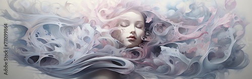 Dreamy Vision - background a woman immersed in a dream, where reality blends with fantasy. A unique journey through the realm of dreams, where imagination flourishes.
