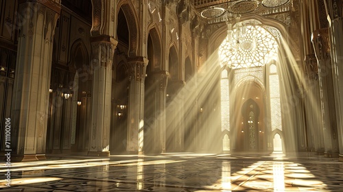 Sunlit Serenity  An Islamic Interior Bathed in the Warm Glow of Sunlight
