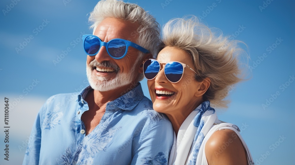 Happy retired couple smiling together Happy retired couple smiling together
