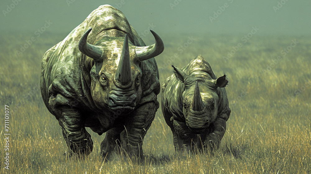 rhinoceros in the grass