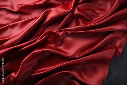 Red satin fabric draped in folds