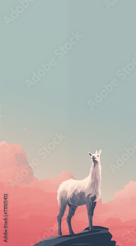 Minimalistic Llama Wallpaper Illustration for Cellphone