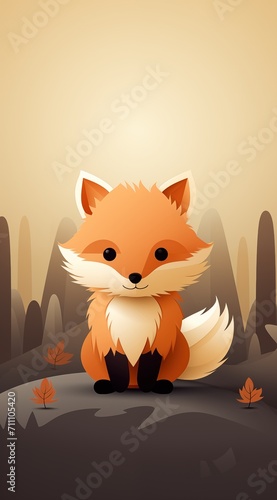 Minimalistic fox Wallpaper Illustration for Cellphone