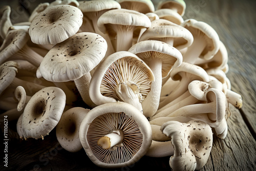 Edible mushrooms. Background with selective focus and copy space
