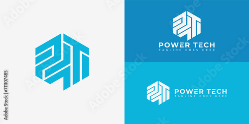 Abstract initial letter PT or TP logo in blue color isolated in white background applied for payments company logo also suitable for the brands or companies have initial name TP or PT.
