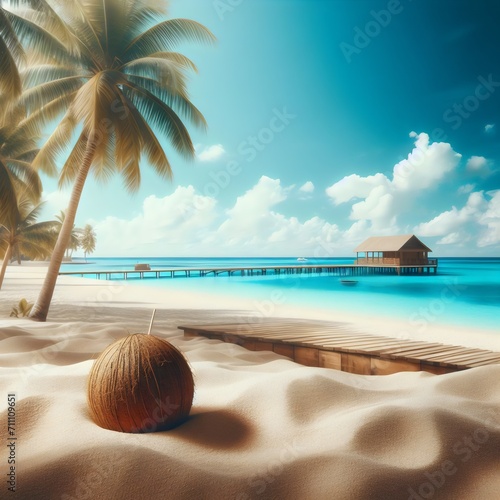 beach with coconut trees