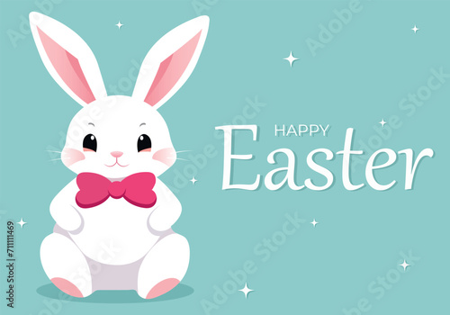 easter bunny with easter eggs. easter greeting card with bunny. Happy Easter. Cute rabbit for Easter. Bunny ears and Easter eggs. Vector illustration. Greeting card. Bunny in the egg 