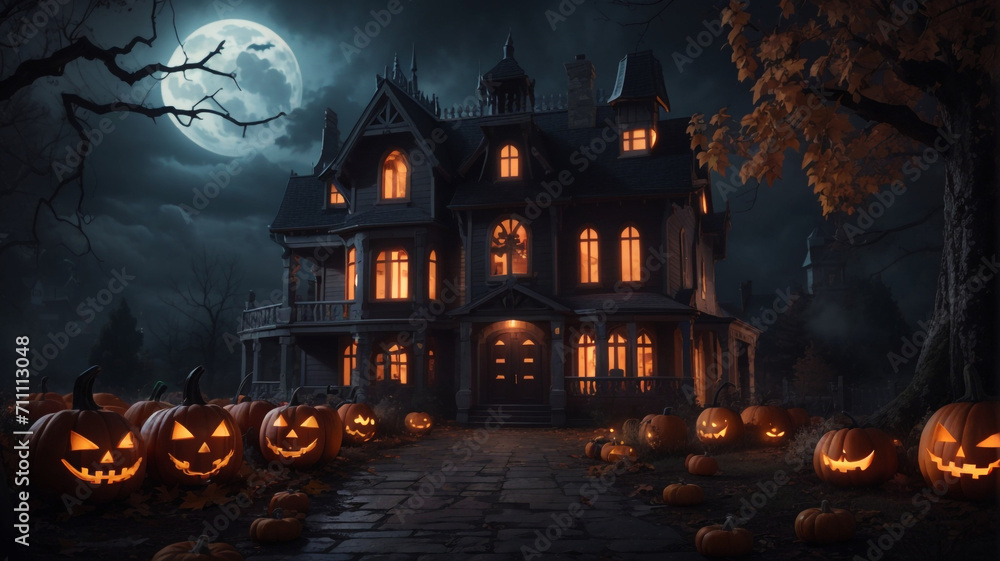 halloween background with house halloween background with house