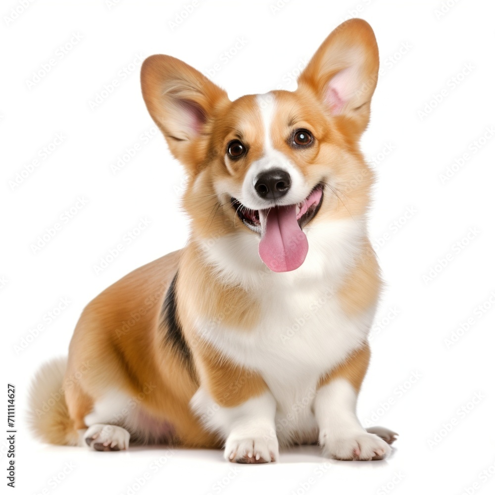 A happy looking corgi dog
