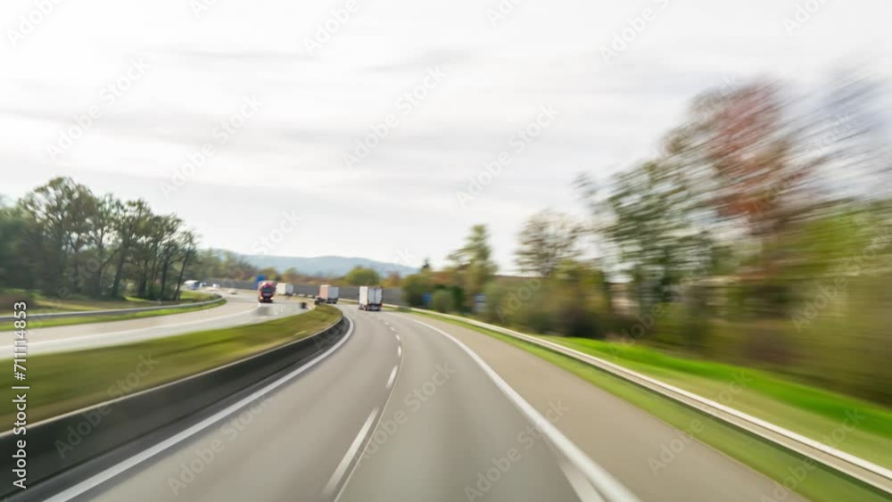 Munich Autobahn Daytime Journey: Clouds & Traffic Fall Season Munich Autobahn Daytime Journey: Clouds & Traffic Fall Season