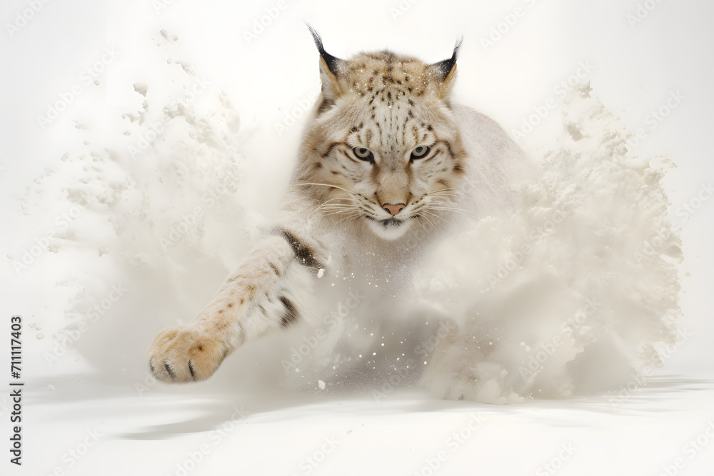 wild lynx stomping across the snow wild lynx stomping across the snow