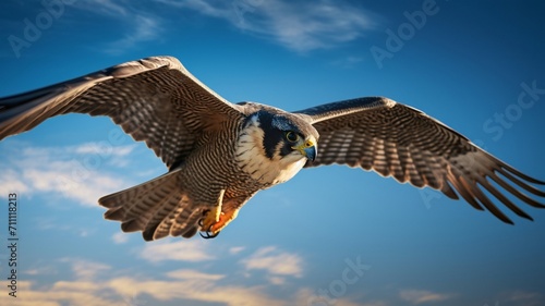 Majestic Hawk Soaring gracefully beneath a Dramatic Cloudy Sky - AI-Generative