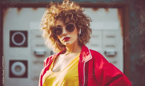 The 80's and 90's woman in vintage style photo