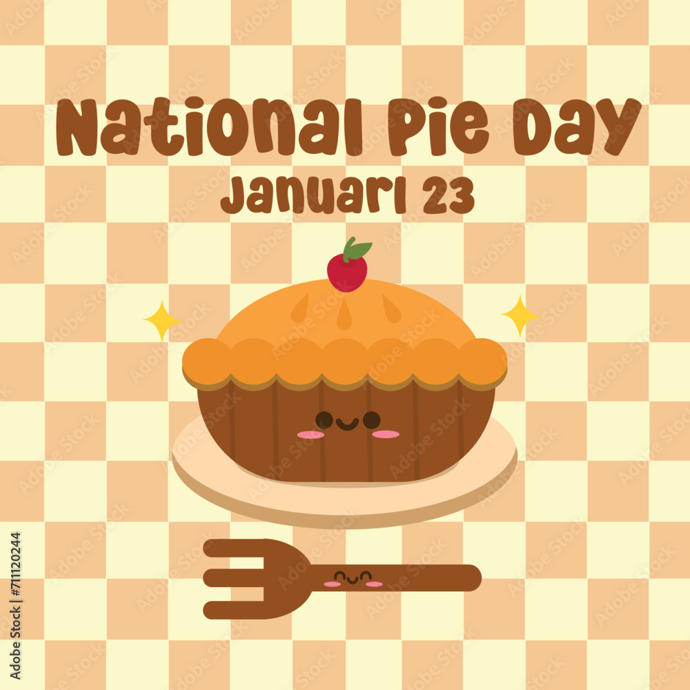 National Pie Day Flat Cartoon Hand Drawn Templates Illustration National Pie Day Flat Cartoon Hand Drawn Templates Illustration