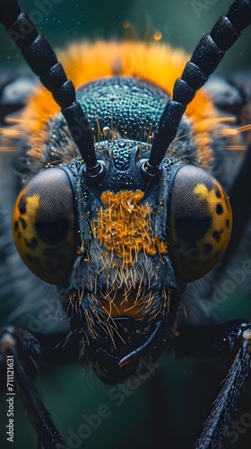 Macro shot that captures the gaze of an insect through its eyes, background image, AI generated