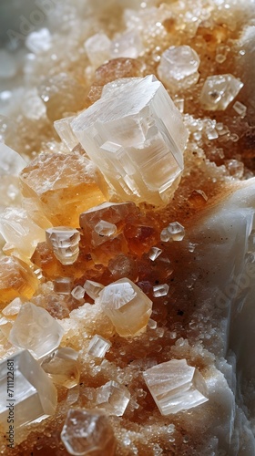 Intricate ballet of salt crystals on the surface of food, background image, AI generated