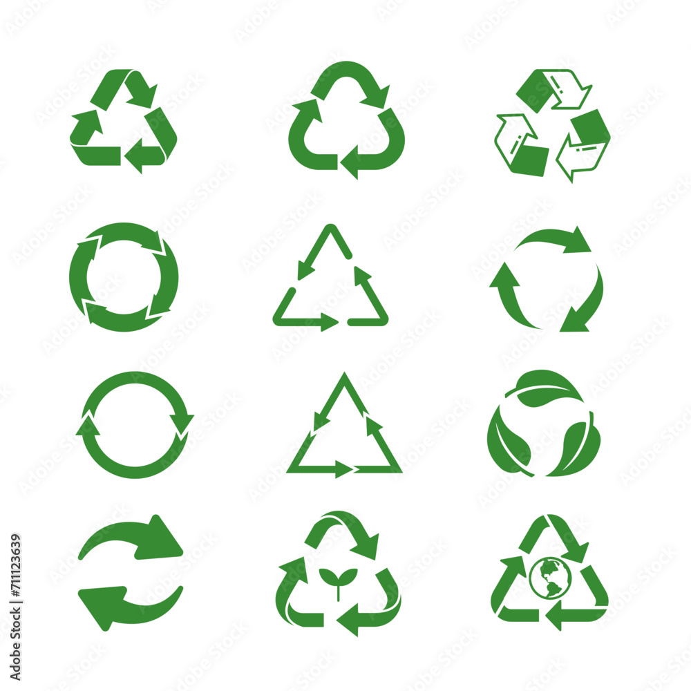 set of recycling icons,Set of green arrow recycle, means using recycled resources, recycling, arrows, recycle icon – vector set of recycling icons,Set of green arrow recycle, means using recycled resources, recycling, arrows, recycle icon – vector