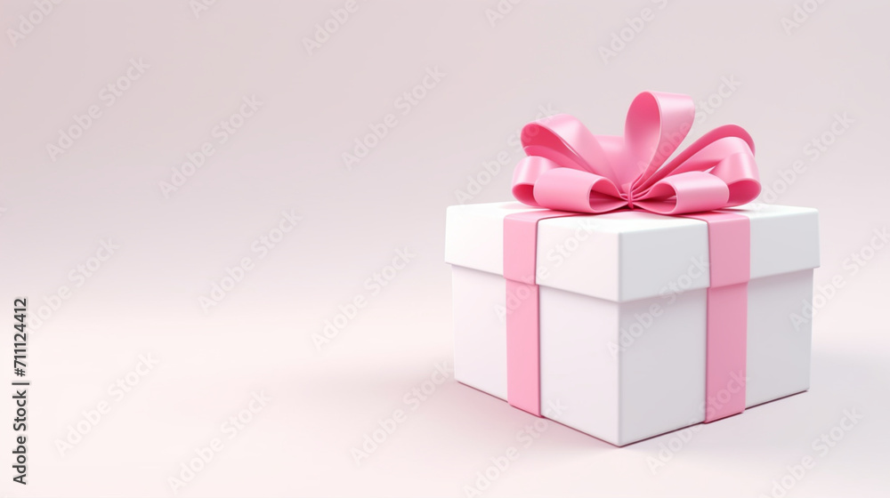 Fototapeta premium プレゼントの入ったピンクのリボンのボックス gift box with pink ribon