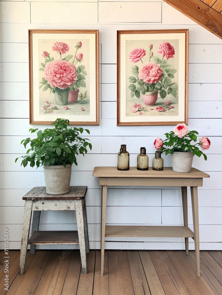 Antique Rose Garden Prints: Vintage Painting and Timeless Floral Scenes