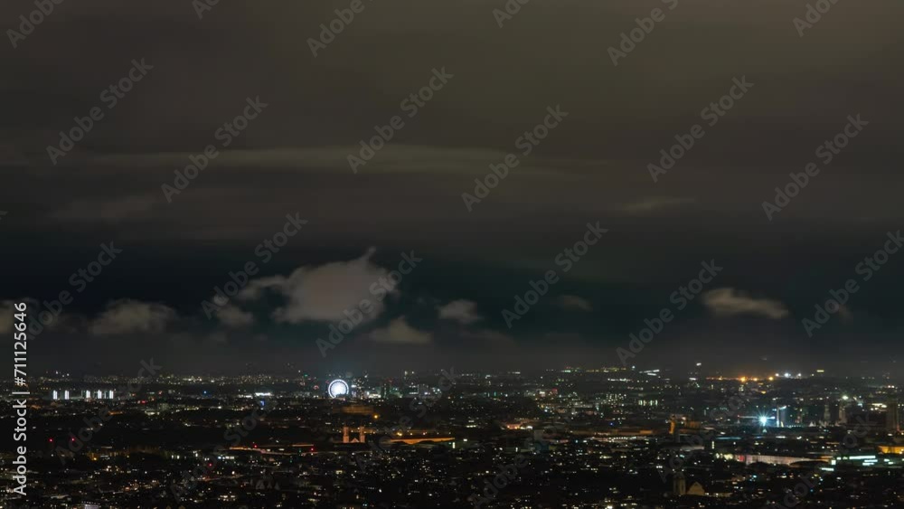 Night over Munich: Cloudy Autumn Skyline Aerial Timelapse Night over Munich: Cloudy Autumn Skyline Aerial Timelapse