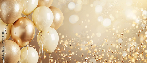 Wallpaper Mural Cream and Gold Balloon Arrangement on White Background Torontodigital.ca