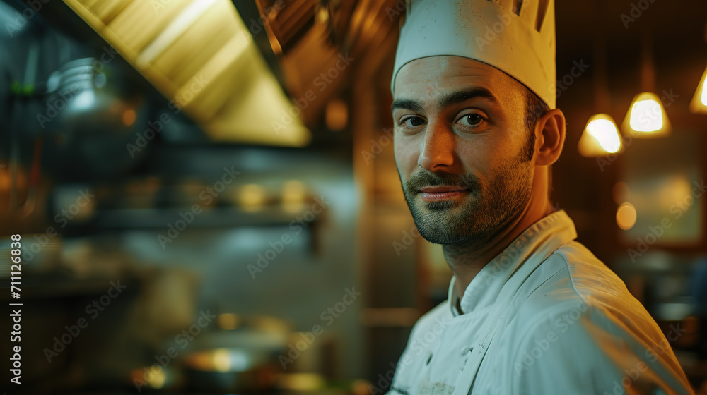 A professional chef prepares various dishes in the kitchen of an expensive restaurant A professional chef prepares various dishes in the kitchen of an expensive restaurant