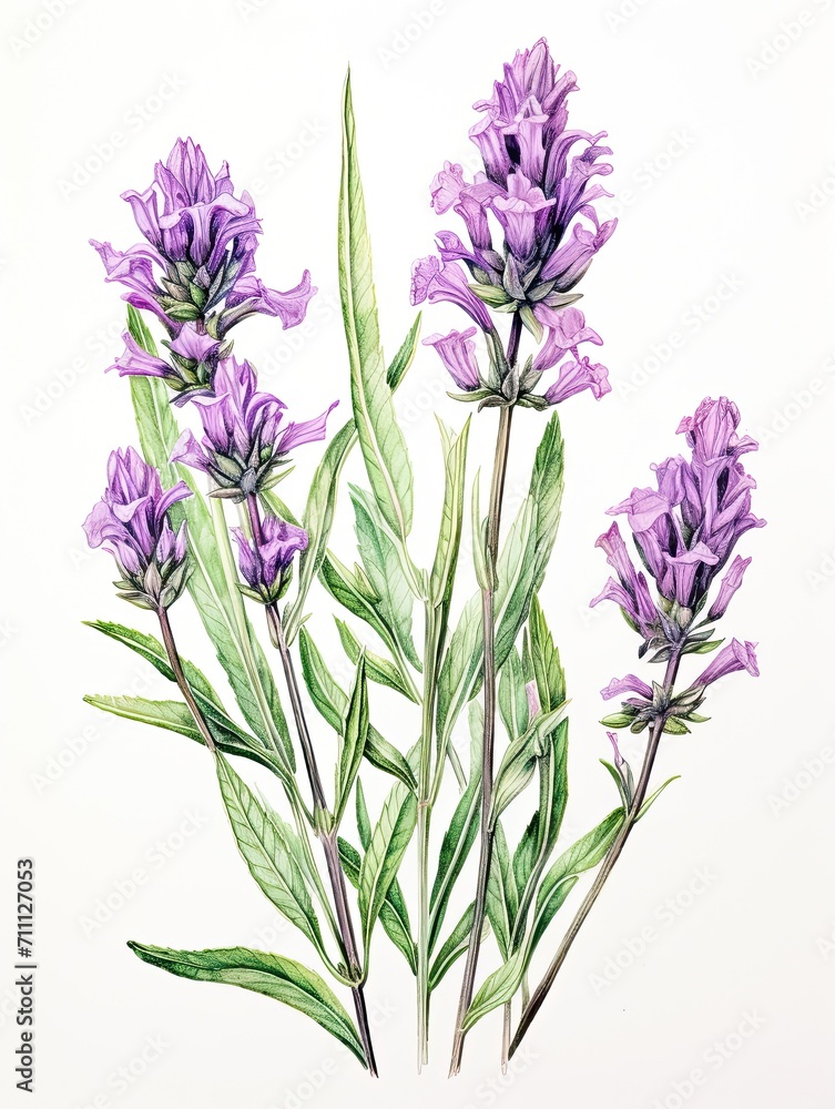 Artisanal Botanical Illustrations: Vintage Lavender Prints from Provence