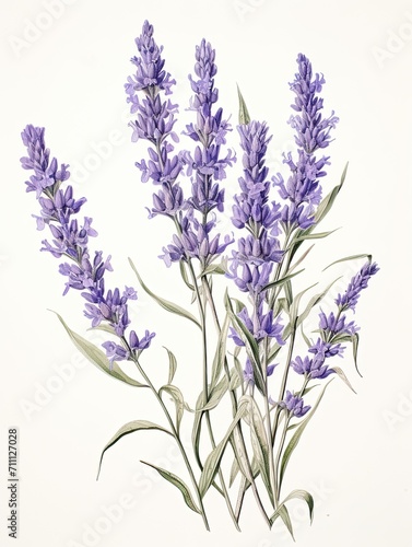 Provence Lavender Botanical Illustrations - Artisanal Vintage Art Print