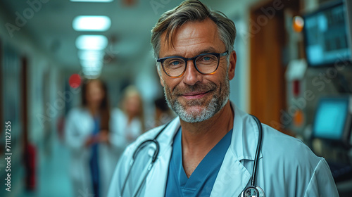 Healthcare, happy doctor and portrait of man in clinic for insurance, wellness and medical service.