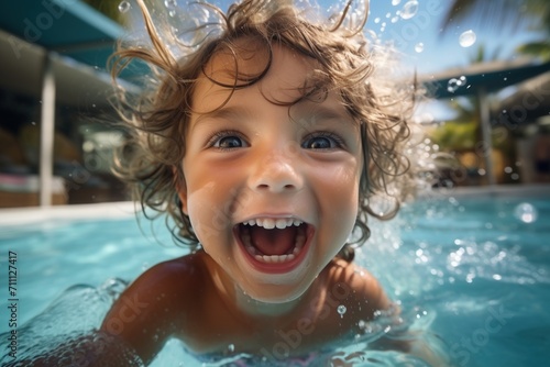 Ecstatic Kid Having Fun in Swimming Pool © Adobe Contributor