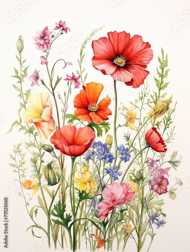 Bohemian Meadow Illustrations: Farmhouse Aesthetic Meets Wildflower Whimsy © Michael