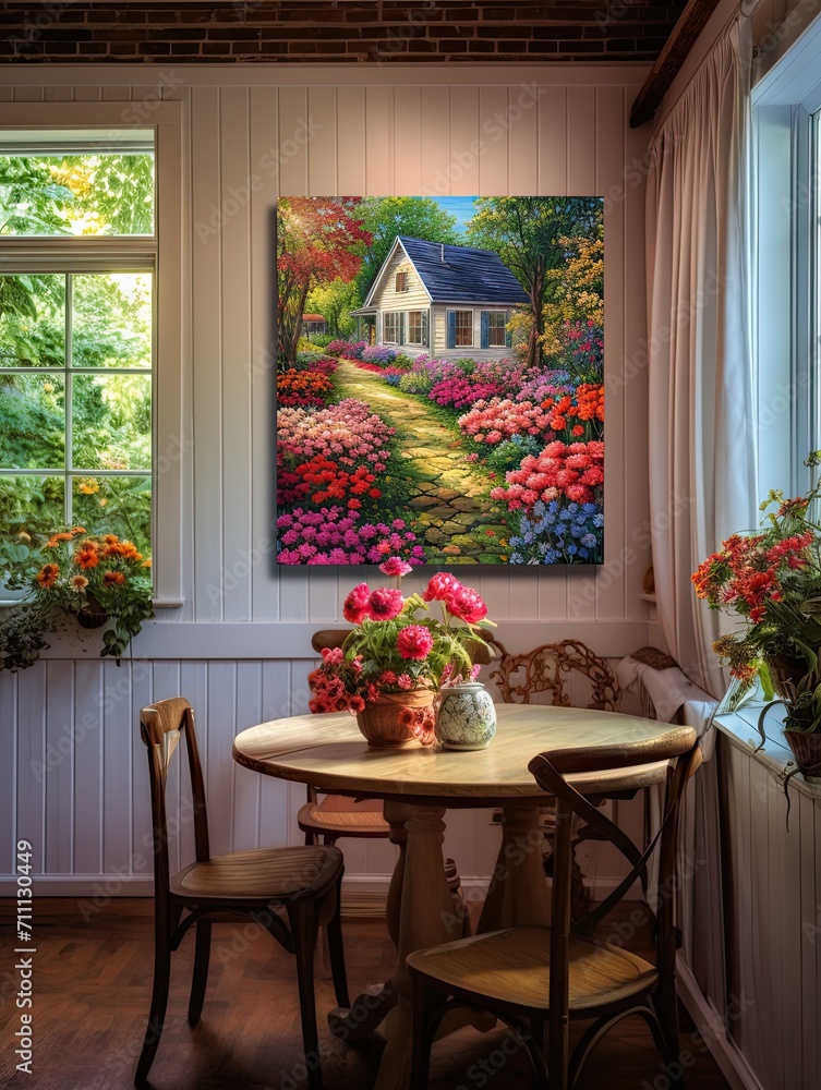 Classic Cottage Garden Art: A Kaleidoscope of Nature's Vibrant Hues