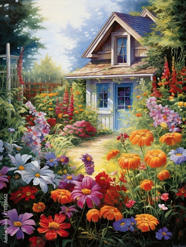 Classic Cottage Garden Art: Timeless Beauty in Full Bloom Wall Art