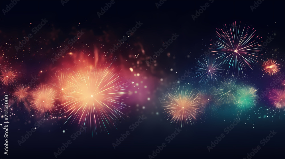 Fototapeta premium Beautiful fireworks background at night for holiday decoration