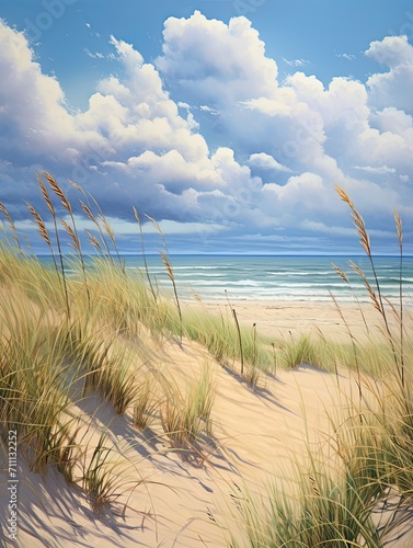 Coastal Dune Artistry  Field Painting - Sea Oats Swaying by the Dunes