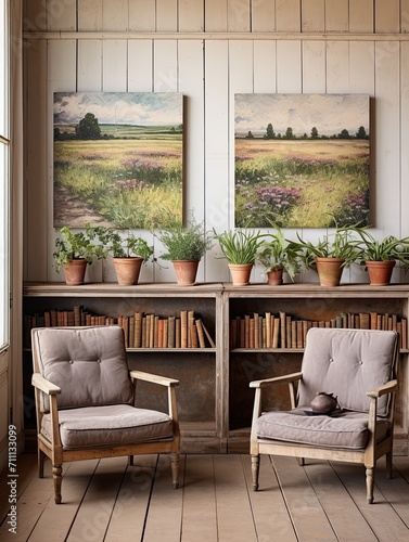 Countryside Living: Vintage Landscape Wall Art - Country Farmhouse Canvases