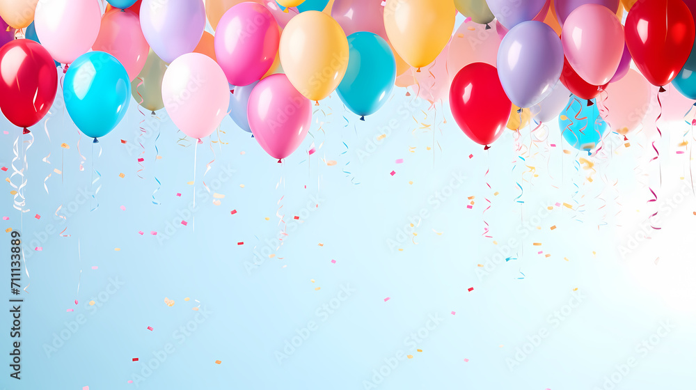 Birthday background with balloons and confetti for birthday card or invitation design Birthday background with balloons and confetti for birthday card or invitation design
