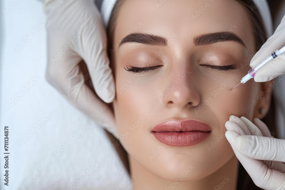 Facial skin improvement injections, cosmetology beauty treatment