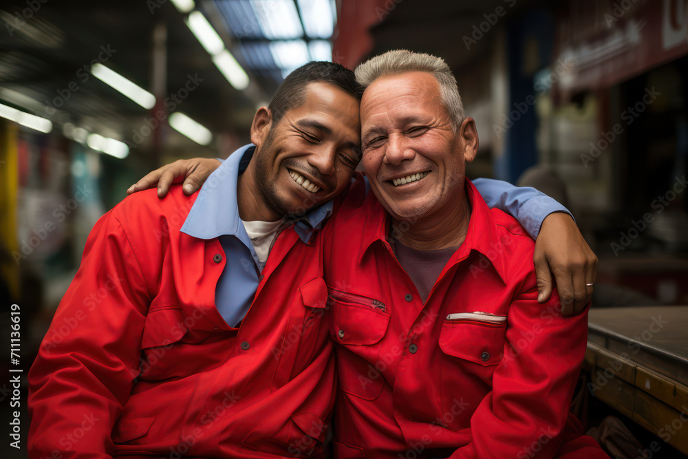 Joyful Diversity: Interracial Friends Embracing in Celebratory Pride Hug, Smiling