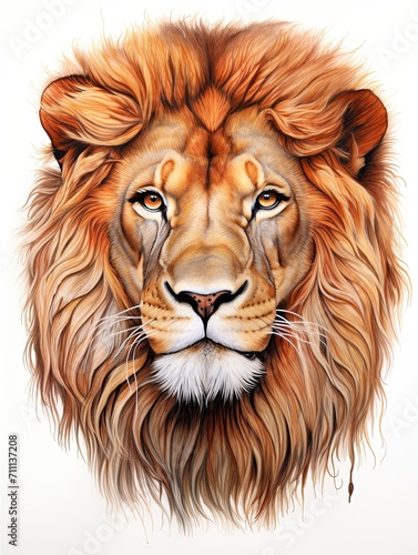 Hand-Drawn Wildlife Portraits  Capturing the Fierce Lion Gaze in Striking Wall Art