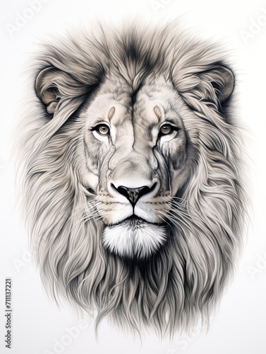 Capturing the Fierce Gaze  Hand-Drawn Lion Wildlife Portraits as Eye-Catching Wall Art