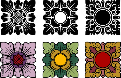 Balinese ornament decoration vector line art logo 1