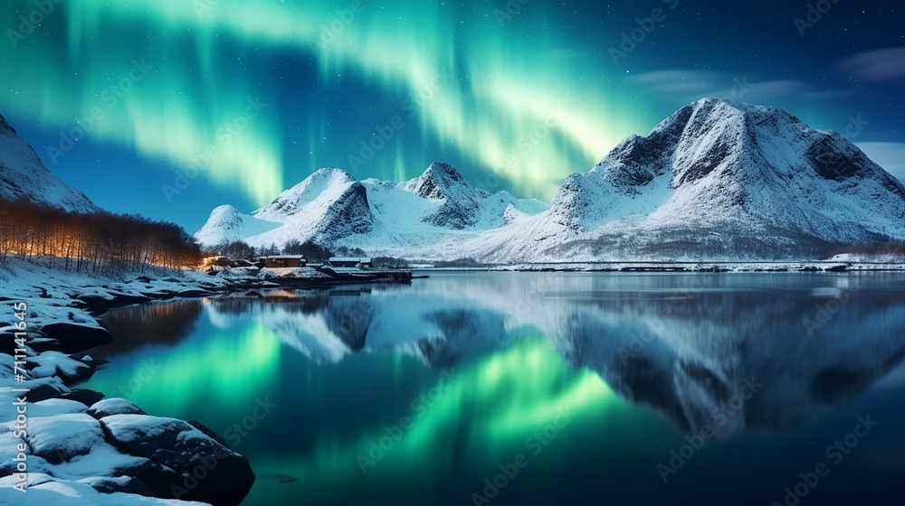Aurora Borealis lofoten island norway northern light