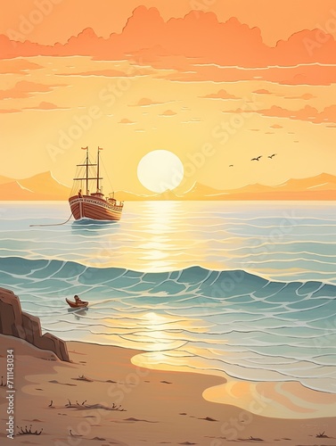 Nostalgic Seaside Art Prints: Serene Views of the Sea