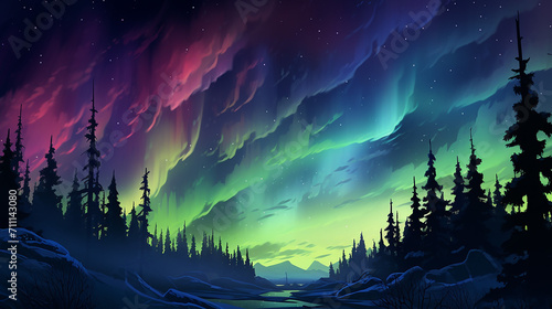 fantastic Aurora Borealis on a starry sky