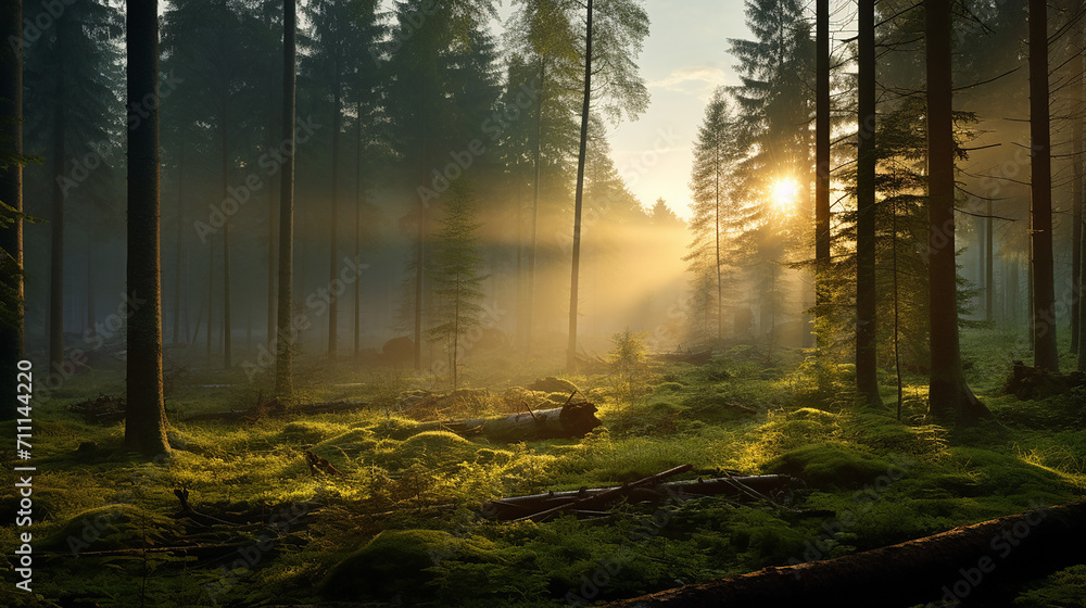 beautiful view of the forest in early morning beautiful view of the forest in early morning