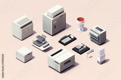 Office photocopier icon in 3D style