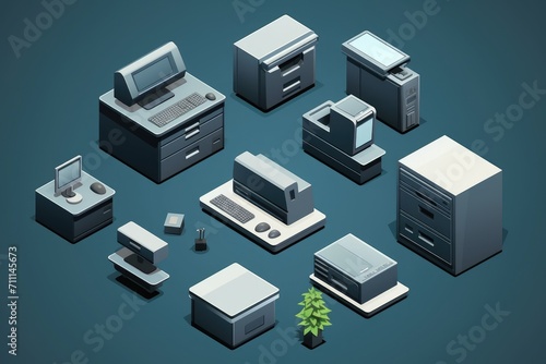 Office photocopier   icon in 3D style